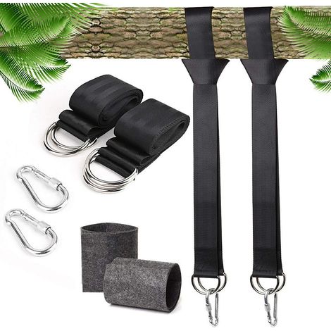 Lot de sangles de hamac pour arbre avec mousqueton, fixation de chaise suspendue extérieure, installation facile pour jardin et activités en plein air (1/5)