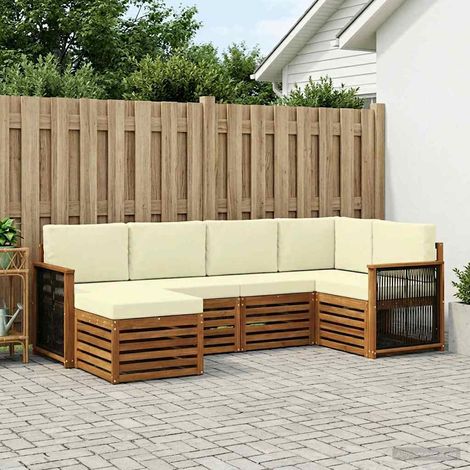 vidaXL Ecksofa Set mit Kissen 5 pcs Natur und Creme (1/5)