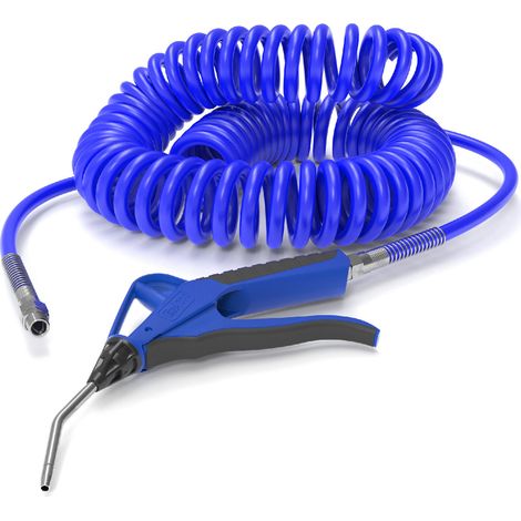 Soufflette avec tuyau spiral PU 5x8 – Longueur 4M – Raccord tournant mâle 8x13 – Embout standard