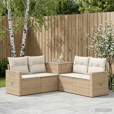 vidaXL Juego de Sofá 5 uds. Beige y blanco crema (1/5)