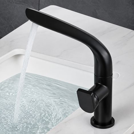Mitigeur lavabo noir pivotant - modèle bas feuille laiton robinet vasque 41 × 26,4 × 7 cm 1,555 kg – Livraison gratuite