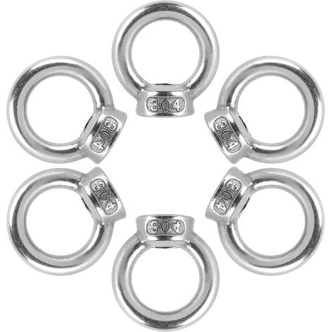 Lot de 6 écrous à œil M6 en acier inoxydable 304, anneaux de levage, filetage femelle, pour projets de bricolage et accessoires de connexion technique (1/5)