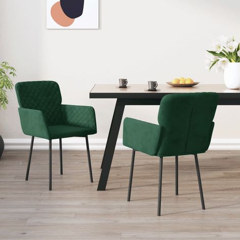 Sillas de comedor 2 unidades terciopelo verde oscuro vidaXL (1/5)