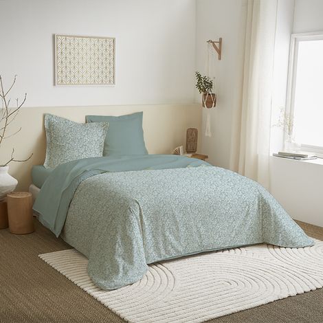 Parure de couette 4 pièces réversible 260 x 240 cm "Celeste Glacier" pour lit 160 x 200 cm Coton Pur