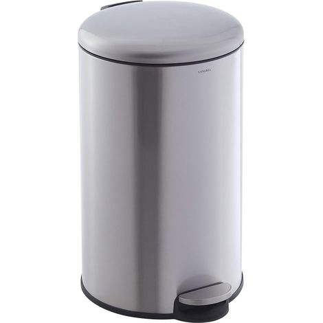 Poubelle Cuisine Ronde 30L, Acier Inoxydable, Chrome (1/5)