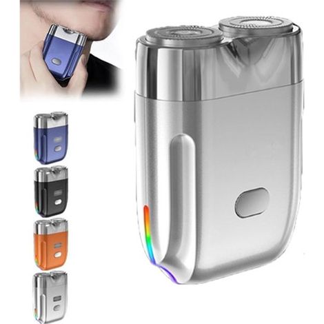 Rasoir électrique - Rasoir pour hommes - Rasoir à double lame - Tondeuse à barbe - Rasoir portable - Convient aux hommes - Argent/Noir (1/5)