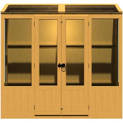Holme 7 x 2 Double Door Greenhouse - Timber - L59 x W210 x H200.7 cm