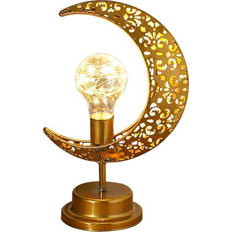 Ortviai Lampe Lunaire LED sans fil en métal doré – veilleuse décorative pour chambre, 28 x 14 x 13 cm (1/5)