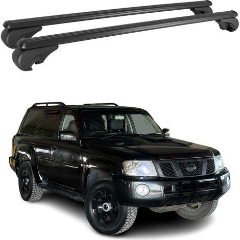 OMAC Aluminium Dachträger Querträger für Nissan Patrol 1997-2010 – TÜV / DIN 75302:2019 – Abschließbar – Max. 75 kg – 2 Stangen Schwarz (1/5)