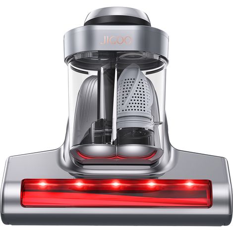 Aspirateur Matelas Intelligent JIGOO J300 Pro 550W - Anti-Acariens Sans Sac 14KPa Gris, Stérilisation UV 800 mW et Air Chaud 60°C, Capacité 0.5L