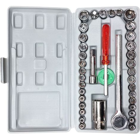 Coffret 40 pièces clés à douilles pour entretien auto, finition miroir, jeu robuste de clés à chocs pour voiture (1/5)