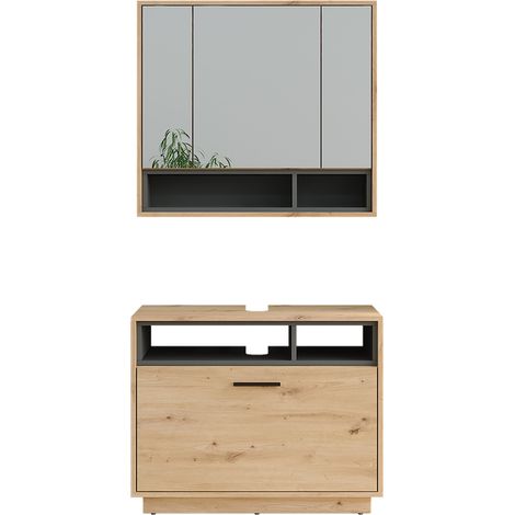 Badmöbel-Set Beatrice, Artisan Eiche/Anthrazit, 2 Teile, Vicco