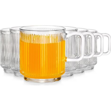 Lot de 6 verres rainurés pour café, thé et boissons, 350 ml (1/5)