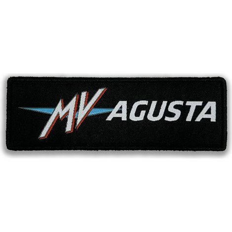Patch Toppa Ricamata Scritta per MV Agusta, Ricamo Alta Definizione, Termoadesiva, Made in Italy, Licenza Ufficiale, Nero, 100 mm (1/5)