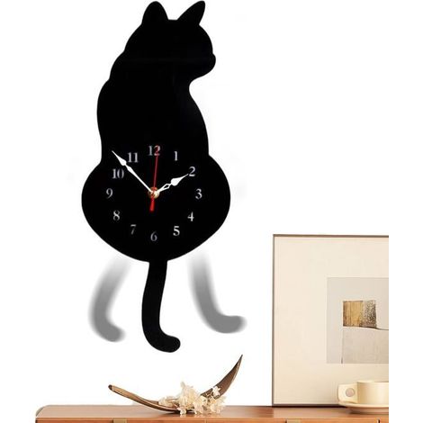 Horloge Murale Silencieuse Chat - Queue Oscillante, Décoration Salon Chambre Cuisine Appartement Aucuneary (1/5)