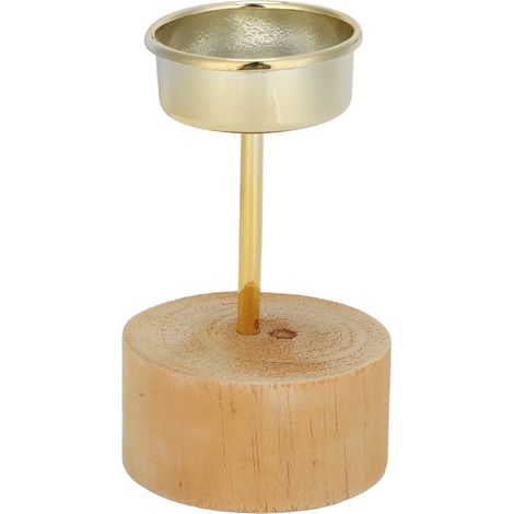 Porte-Bougie Rond en Bois, Support de Chandelle Décoratif pour Salon, Bureau, Chambre, Style Scandi Naturel (1/5)