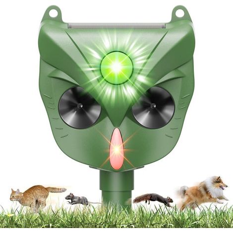 Ultraschall-Katzenabwehrgerät, 5 Modi, für den Außenbereich, wasserdicht (IP44)  USB-Solaraufladung, Bewegungsmelder, zur Abwehr von Katzen, Hunden, Mäusen, Waschbären und anderen Gartentieren (1/5)