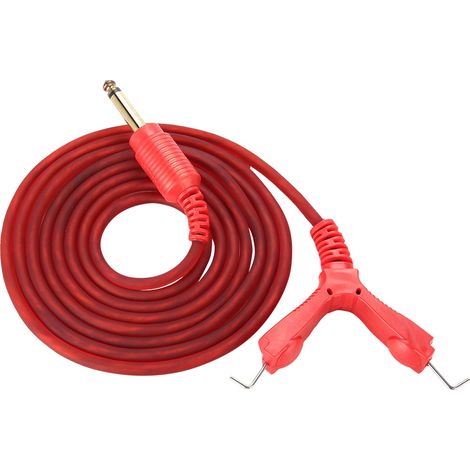 Cordon clip silicone rouge 2m pour alimentation de machine à tatouer, fil de connexion avec crochet, accessoire de rechange (1/5)