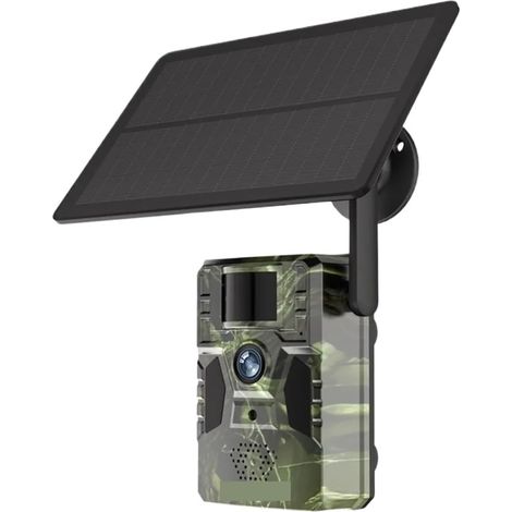 Caméra Faune Sauvage Caméra De Suivi Des Sentiers Solaires 2K 4G, Détection Mouvement PIR 12mp, Vision Nocturne IR 15M, GPS, Chasse, Faune, Avec Panneau Solaire Fiable Précise(4G Camera Add 32G) (1/5)