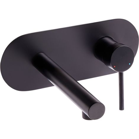 Rubinetto miscelatore da lavabo a parete con maniglia in ottone color nero CLAVIJO