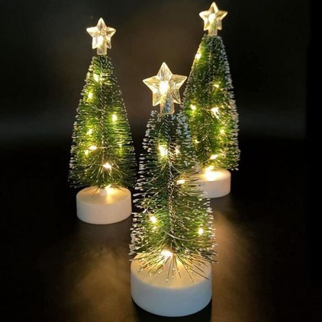 Mini Sapin de Noël - MARSEE - Lot de 3 - Enneigés - Lumière LED - Décoration Intérieure (1/5)