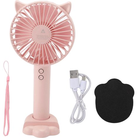 Ventilateur de Poche Rechargeable USB 3 Vitesses Réglable - Portable Léger pour Voyage - Rose