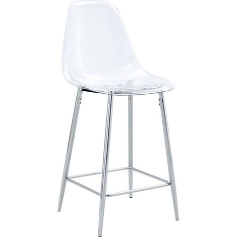 Set di 2 sgabelli da bar trasparenti con struttura in metallo argento (1/5)