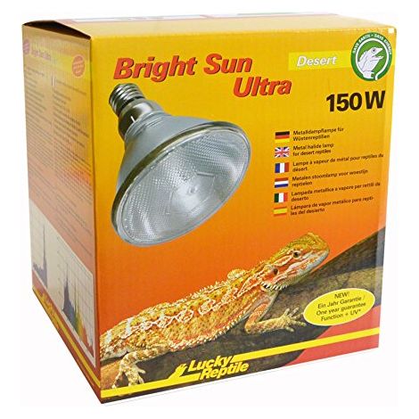 Lucky Reptile Bright Sun Ultra Desert - Lampada a Vapori Metallici 150W E27 - Luce Diurna per Grandi Terrari - UVA e UVB Termica per Rettili del Deserto (1/4)