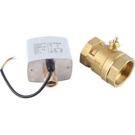 Vanne à bille motorisée 2 pouces DN50, laiton, 220V AC, 2 voies 3 fils pour automatisation industrielle (1/5)
