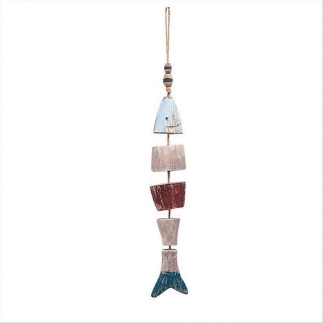 Handgeschnitzte Wanddekoration aus Holz, die einen Fisch darstellt (1/5)