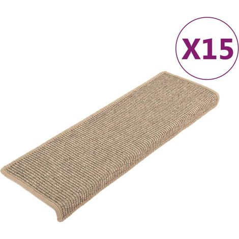 Tapis d'escalier 15 pcs,Marches d'escalier 65 x 21 x 4 cm Beige foncé Bord rectangulaire CFW512535 (1/5)