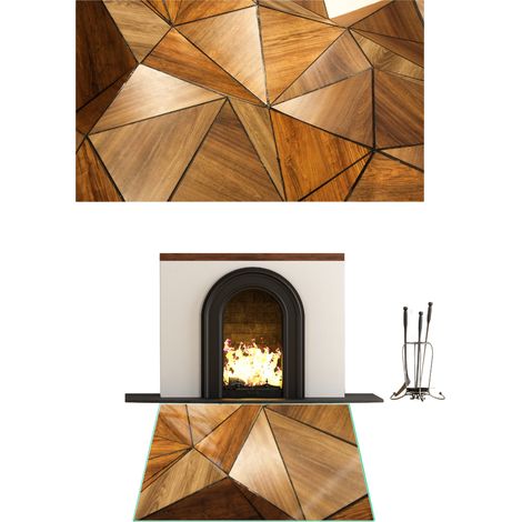 CHIMENEA DE CRISTAL TEMPLADO. DIMENSIONES DE LA BASE: 70 x 52 cm. MOSAICO GRÁFICO. (1/5)