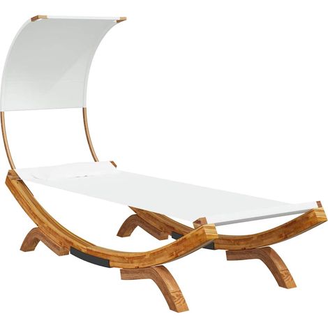 Lit repos avec auvent 100x200x126 cm Bois courbé massif Crème (1/5)