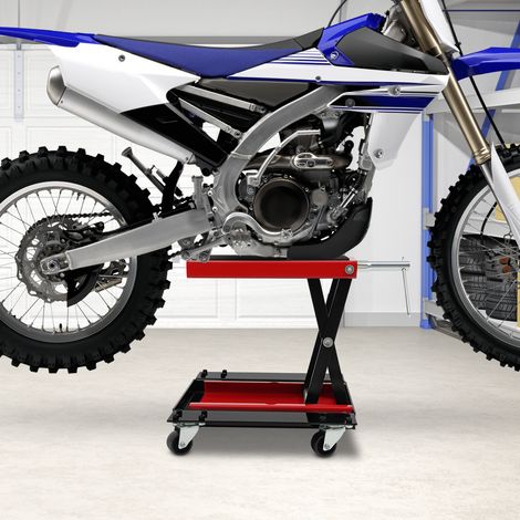 Elevador de tijera hidráulico para moto, plataforma con pedal y 4 ruedas para dirt bikes pequeños, soporte de gato robusto, mesa elevadora portátil