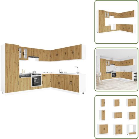 Armadi per forno - vidaXL Set Mobili da Cucina 14 pz Lucca Rovere Artigianale Truciolato - Mobili da cucina in legno