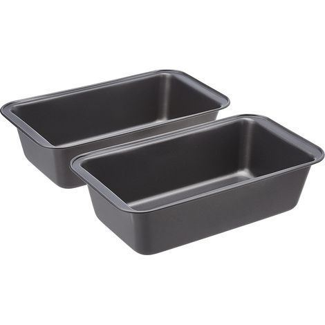 Moule à pain antiadhésif en acier au carbone, 27 x 15 x 7 cm, lot de 2, Rectangulaire, Gris (1/5)