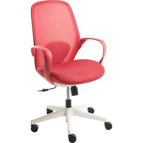 Silla de oficina moderna de malla base giratoria reposabrazos respaldo reclinable altura ajustable asiento de espuma rojo Foama
