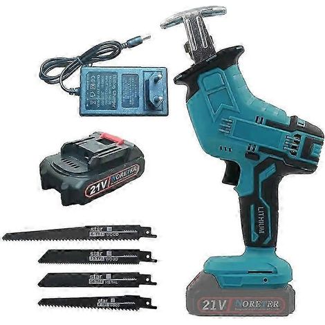 Scie alternative électrique sans fil 21 V, lame à changement rapide, batterie Li-ion rechargeable, pour la coupe du métal, du bois et du PVC. Outils électriques pour la découpe. (1/5)