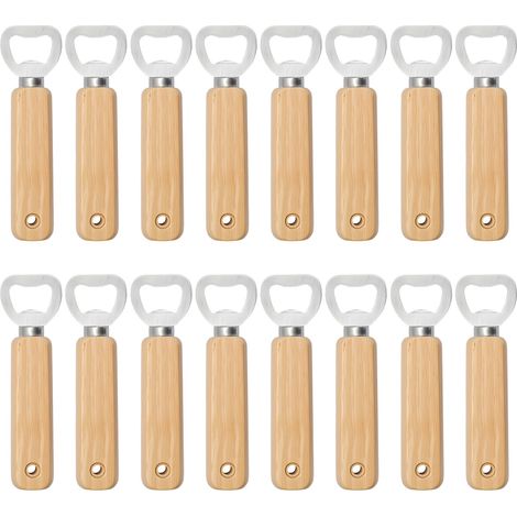 LN COZY CORNER 16 PCS Wooden Beer Bottle Openers, Handheld Engravable Bottle Opener Set for Bar, Home, Kitchen or Party Use (1/5)