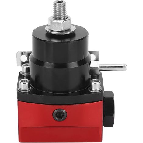 Einstellbarer universeller Kraftstoffdruckregler mit 100-PSI-Manometer, schwarz-rotes Set für Pkw (1/5)