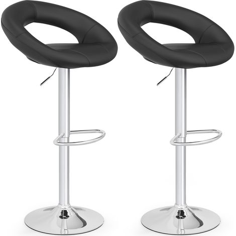 COSTWAY Swivel Bar Stool Set of 2 Height Adjustable PU Leather Counter Stools (1/4)