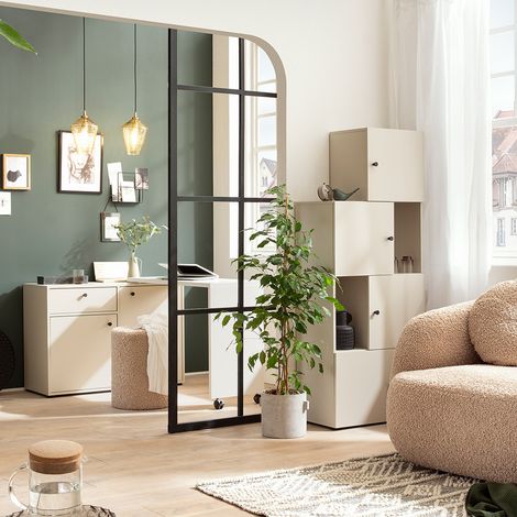 Wohnzimmer Set mit Regal ausziehbar beige LORCA-80, 2-teilig (1/5)