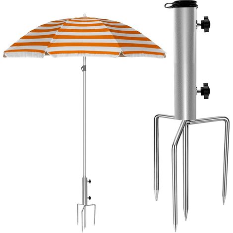 Support de Parasol de Plage Amovible, Anchrage au Sol, Piquet de Parasol pour Parc, Terrasse, Jardin, Pêche, Camping (1/5)