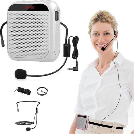 Amplificateur vocal avec casque-micro filaire. système de sonorisation portable rechargeable. haut-parleur personnel. amplificateur de parole. amplificateur de voix (1/5)