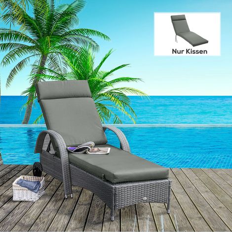 Coussin de chaise - longue coussin coussin de soleil housse de coussin de chaise longue de jardin Polyester gris foncé 196 x 55 x 8 cm