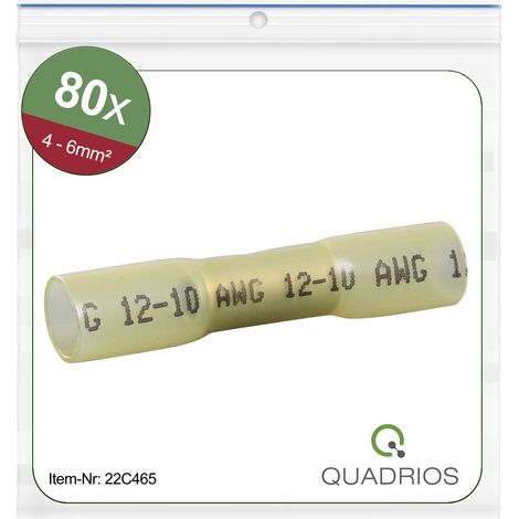 Quadrios 22C465 Stoßverbinder mit Schrumpfschlauch 4 mm² 6 mm² Vollisoliert Gelb 1 Set (1/5)