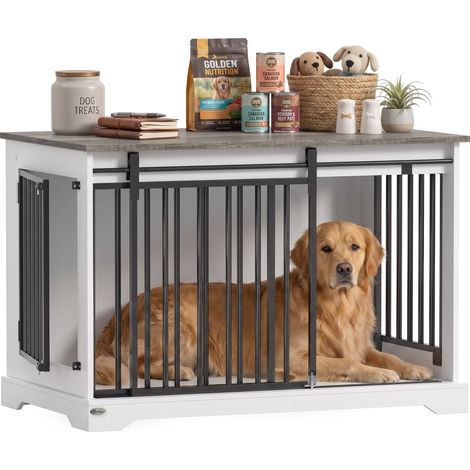 PawHut 100 cm Large Dog Crate Furniture with Sliding Barn Door