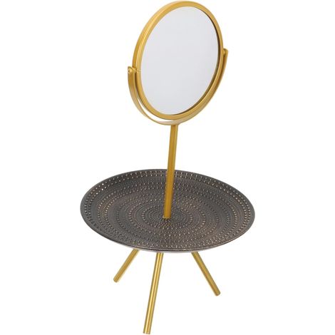 Miroir De Maquillage Rond De Luxe Crème sur Pied Design Européen Miroir De Coiffeuse (1/5)