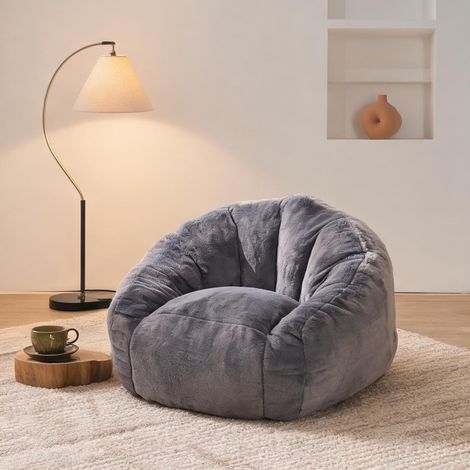 Pouf poire en tissu gris ardoise pour adulte et enfant (1/5)
