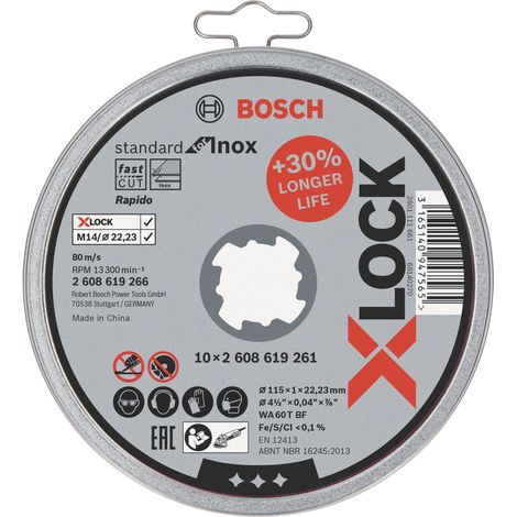 Bosch BOX DISCHI ABRASIVI X-LOCK 10 PZ. per inox Ø mm. 115x1,0x22,23